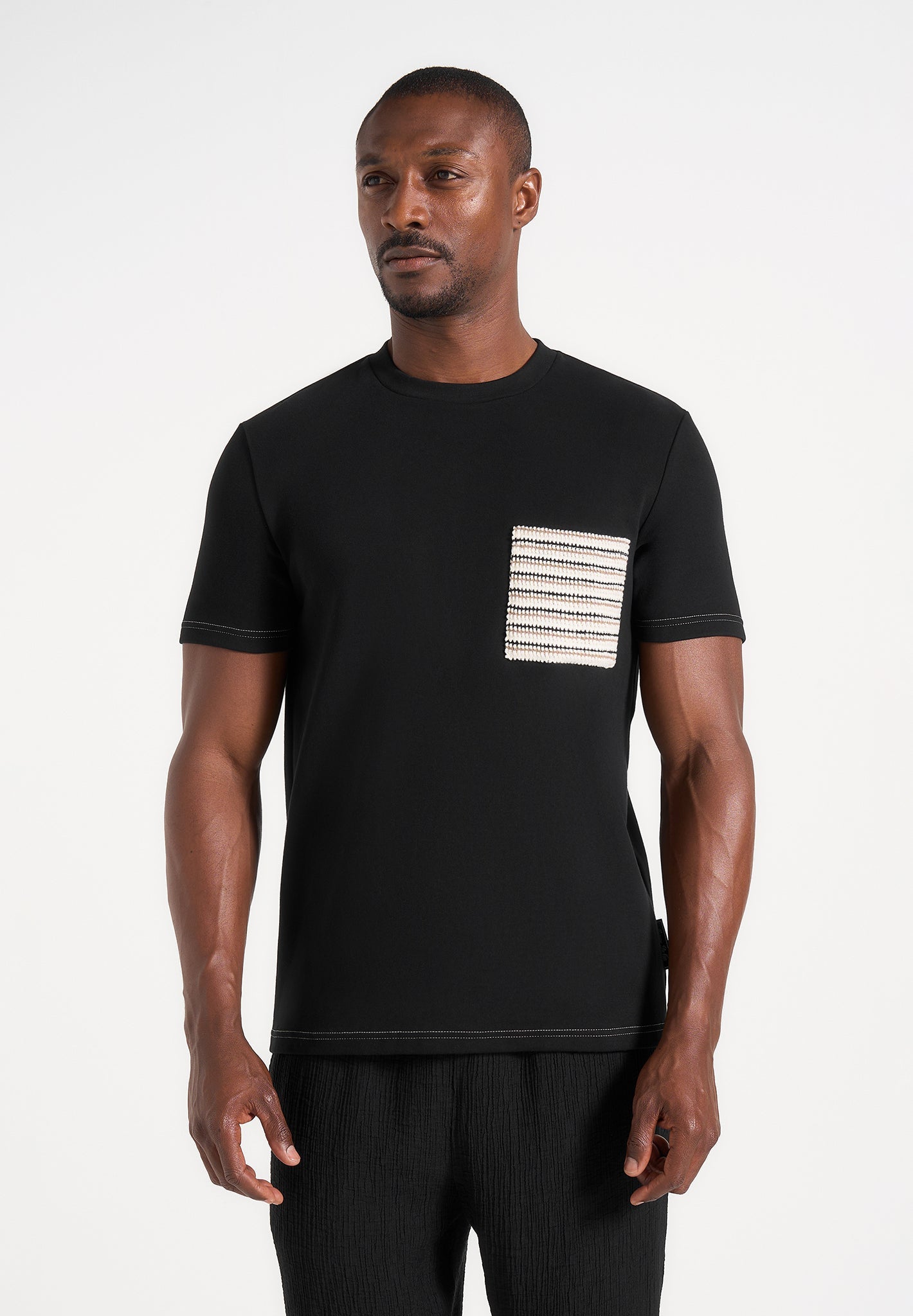 Joris - Whipstitch Pocket Detail T-Shirt - Black 