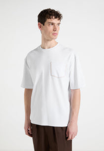 Whipstitch Pocket Cotton T-Shirt - White