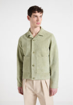 Suede Jacket with Revere Collar - Sage