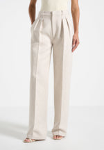 Julie - Tailored Twin Pleat Trousers - Light Beige