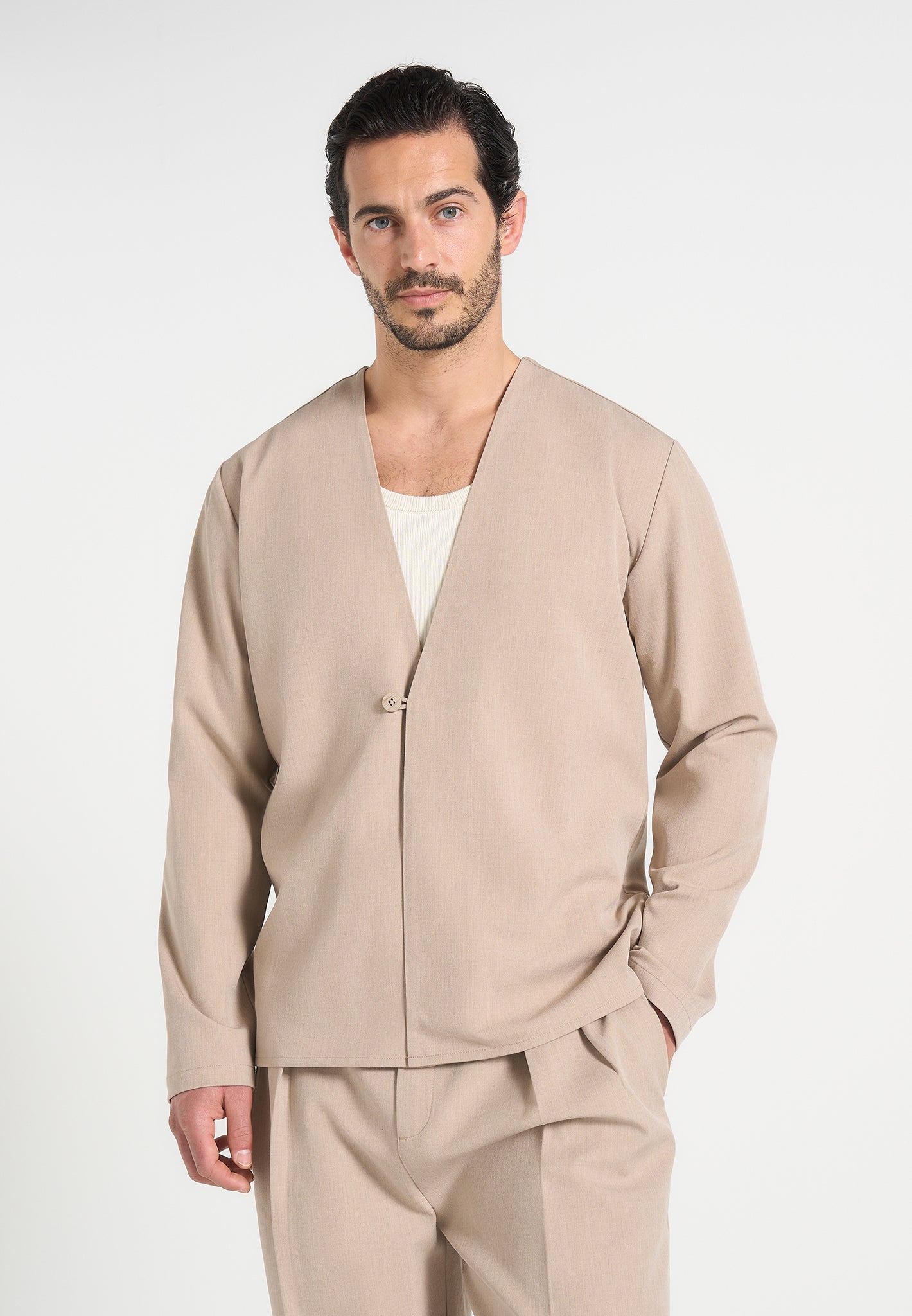 Axel - Minimal Kimono Shirt - Beige 
