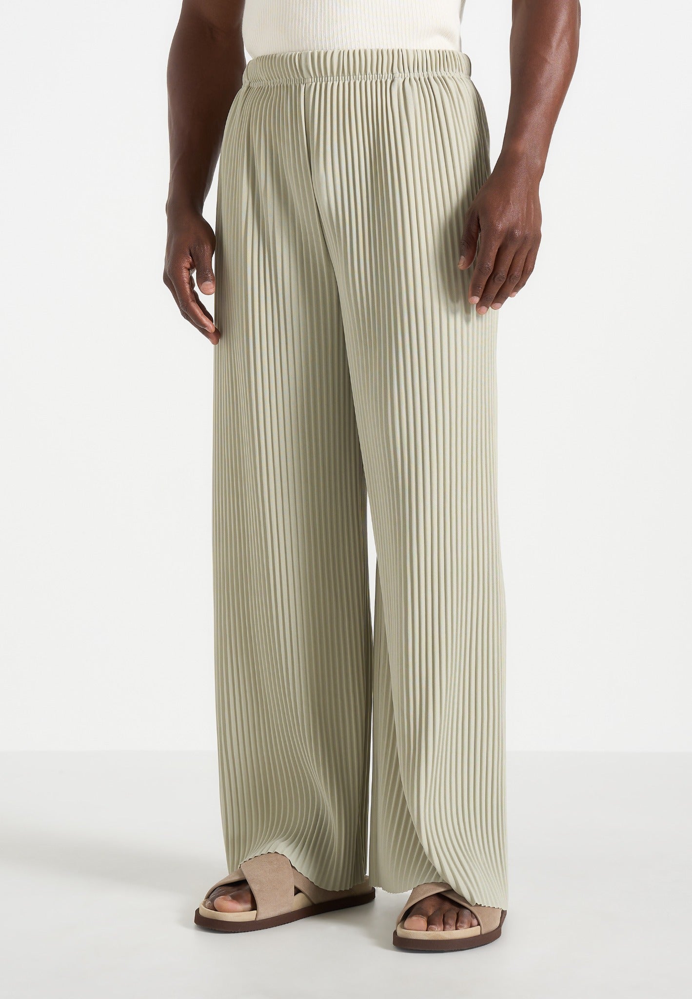 Jonas - Pleated Wide Leg Pants - Sage 