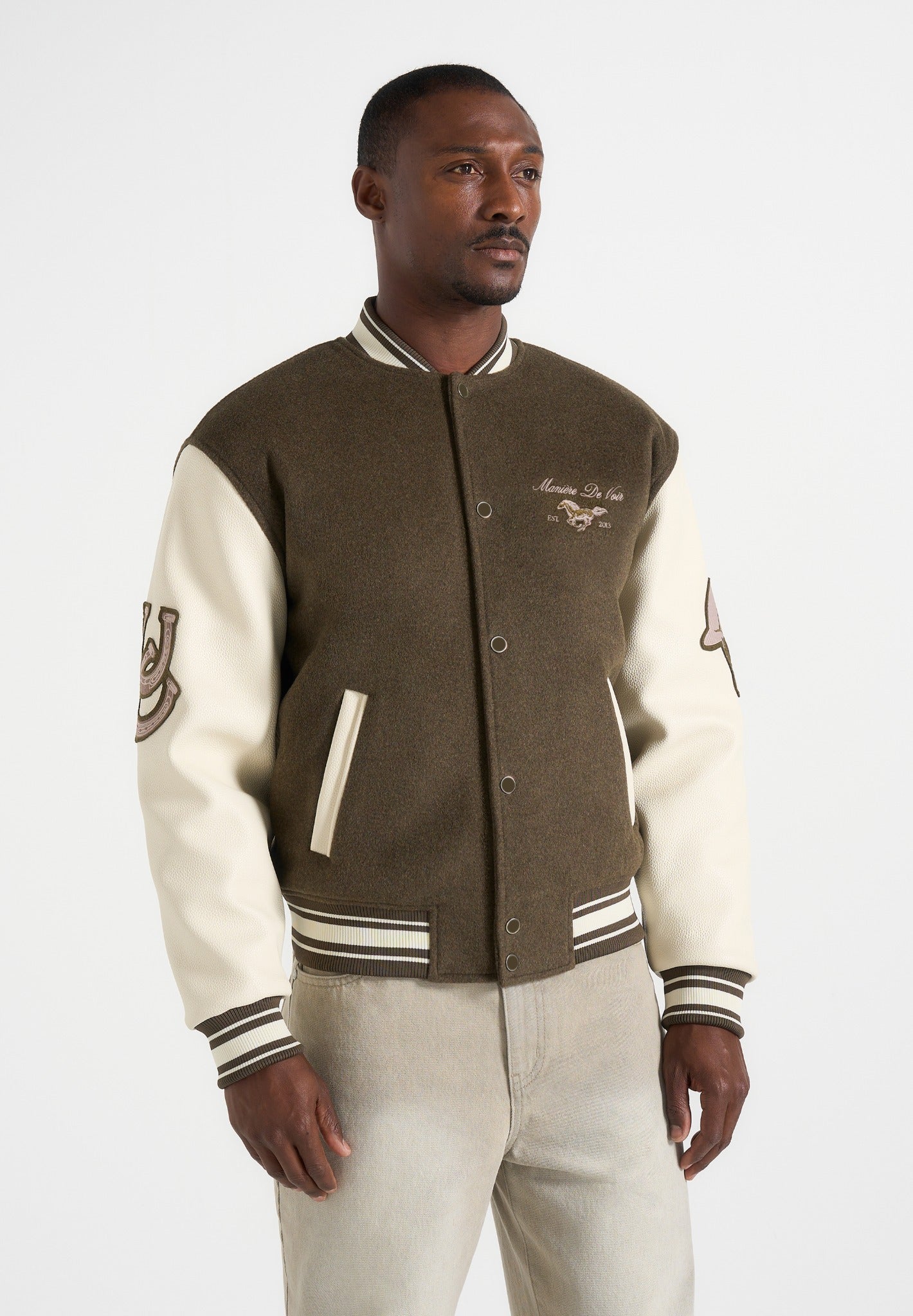 Equestrian - Wool-Blend Varsity Jacket - Olive