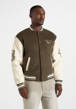 Equestrian - Wool-Blend Varsity Jacket - Olive