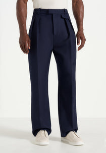 Pierre - Twin Pleat Tailored Pants  - Navy