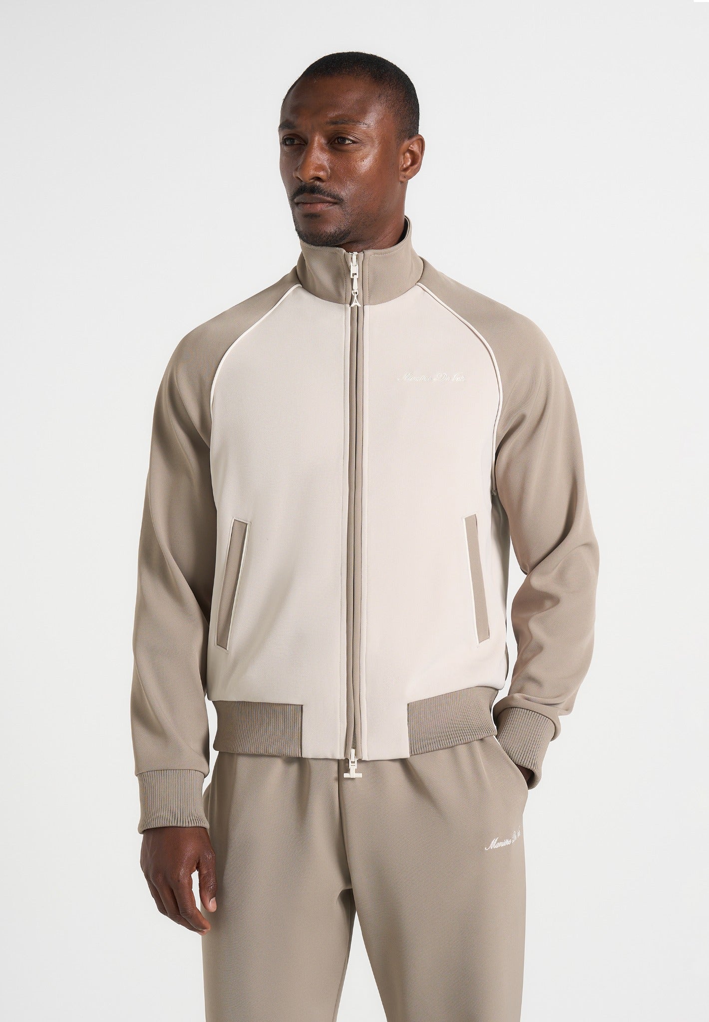 Signature - Piped Track Jacket - Taupe/Beige