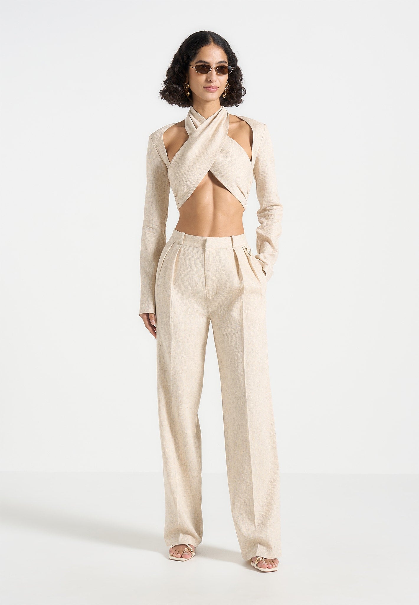 Off Shoulder Knitted Maxi Dress - Beige | Manière De Voir USA