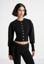 knitted-cinch-waist-cardigan-black