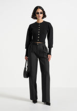 knitted-cinch-waist-cardigan-black