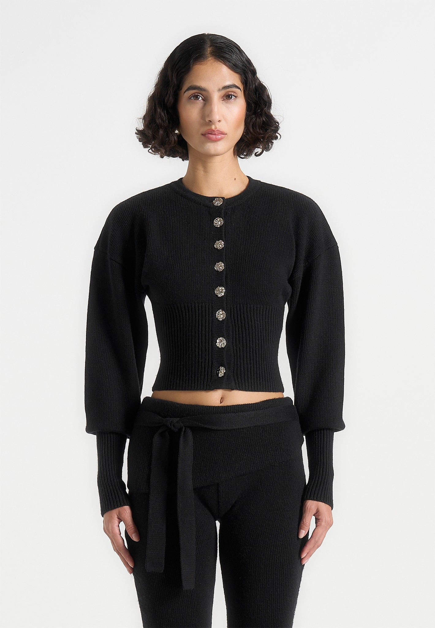 knitted-cinch-waist-cardigan-black