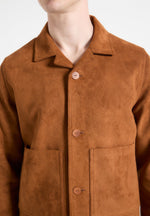 Suede Jacket with Revere Collar - Fawn