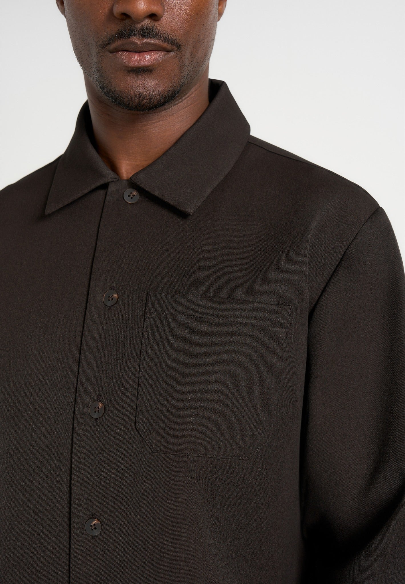 Valentin - Tailored Overshirt - Dark Brown