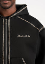 Ollie - Unisex Whipstitch Raglan Effect Zip Hoodie - Black