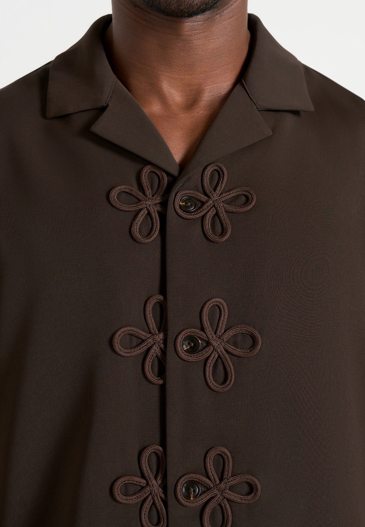 Valen - Applique Detail Long Sleeve Shirt - Brown 