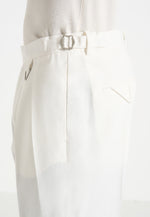 Pierre - Twin Pleat Linen Pants - White