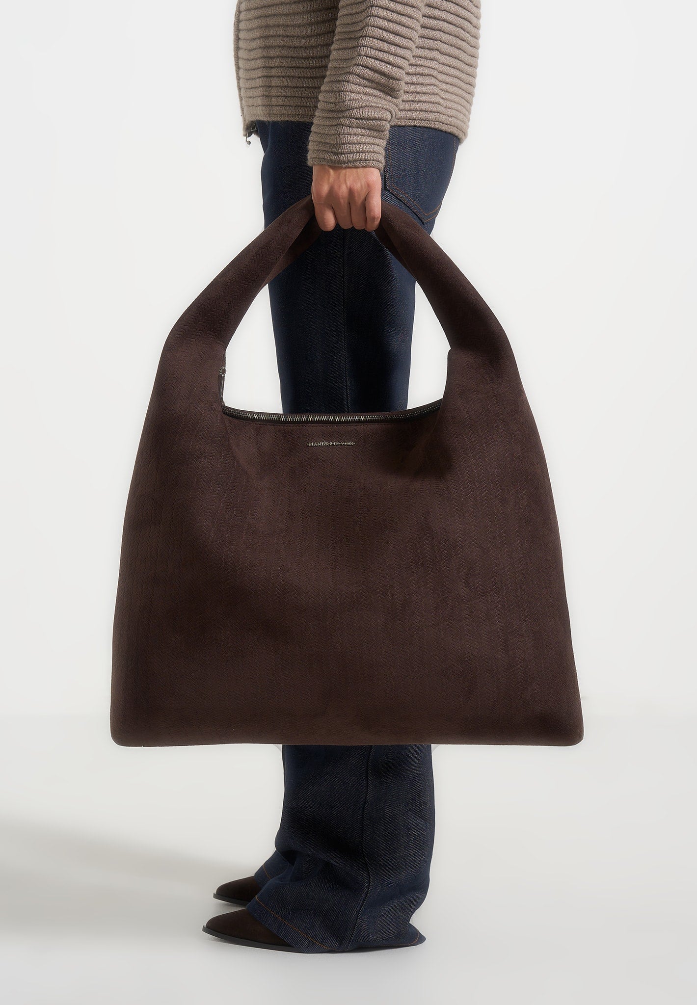 Aubin - Braided Suede Hobo Bag - Brown 