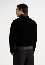 Tony - Velvet & Leather Contrast Jacket - Black