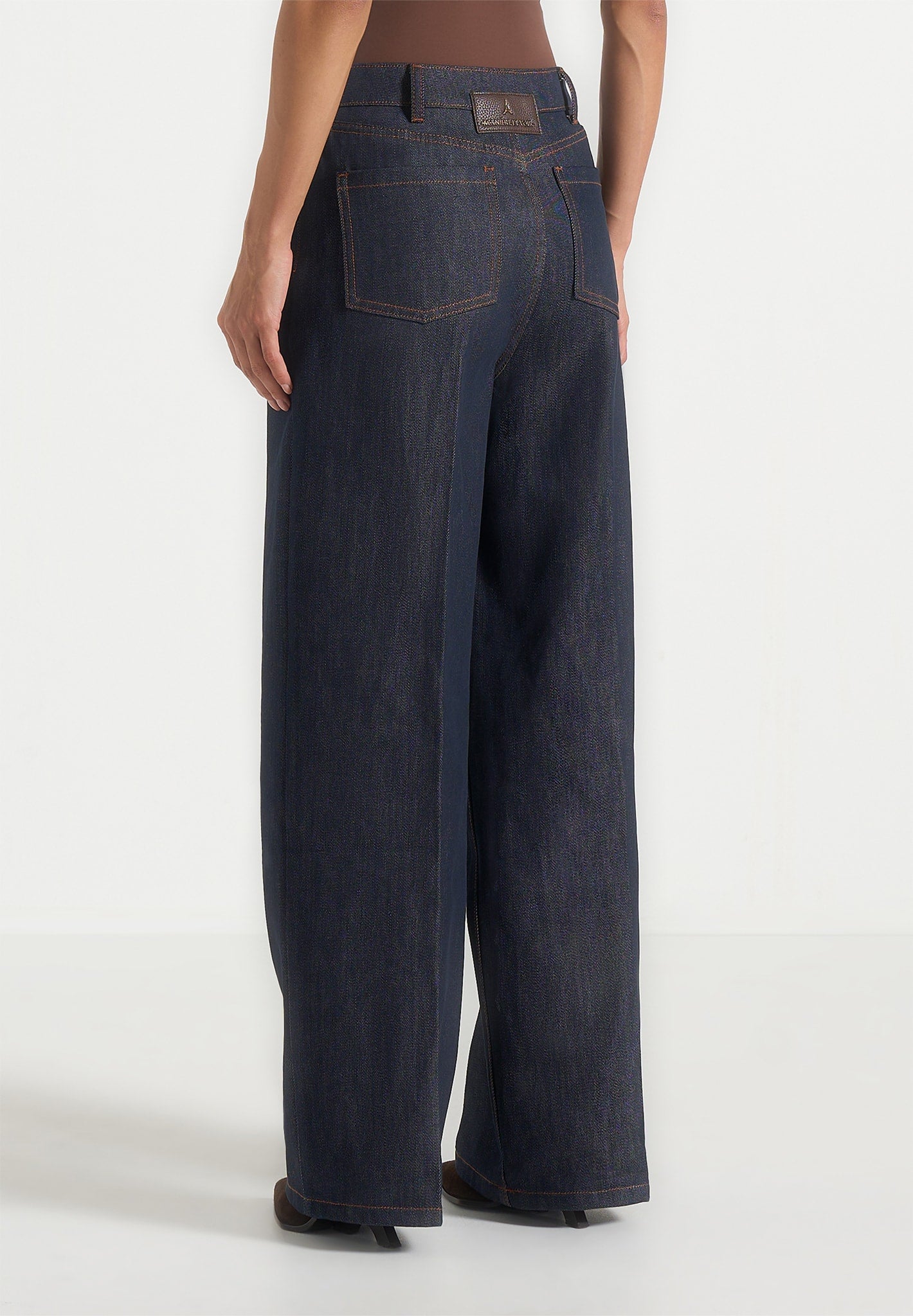 Astrid - Wrapover Denim Wide Leg Jeans - Indigo