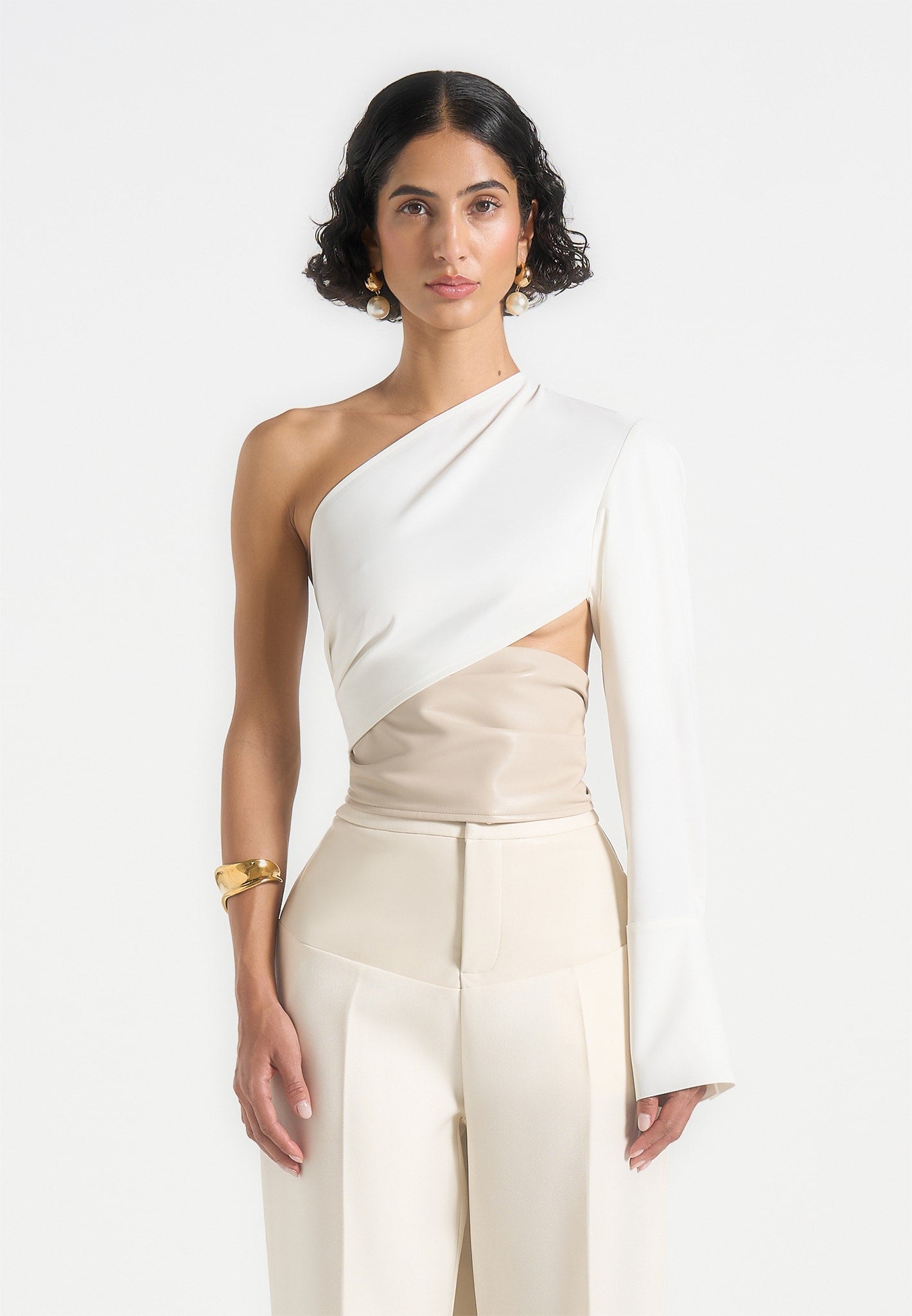 coralie-one-sleeve-leather-wrap-top-white