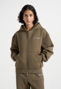 Zia - Unisex Signature Relaxed Fit Zip Hoodie - Olive
