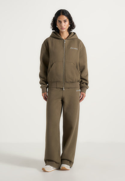 JS002 - Unisex Signature Relaxed Fit Zip Hoodie - Olive | Manière