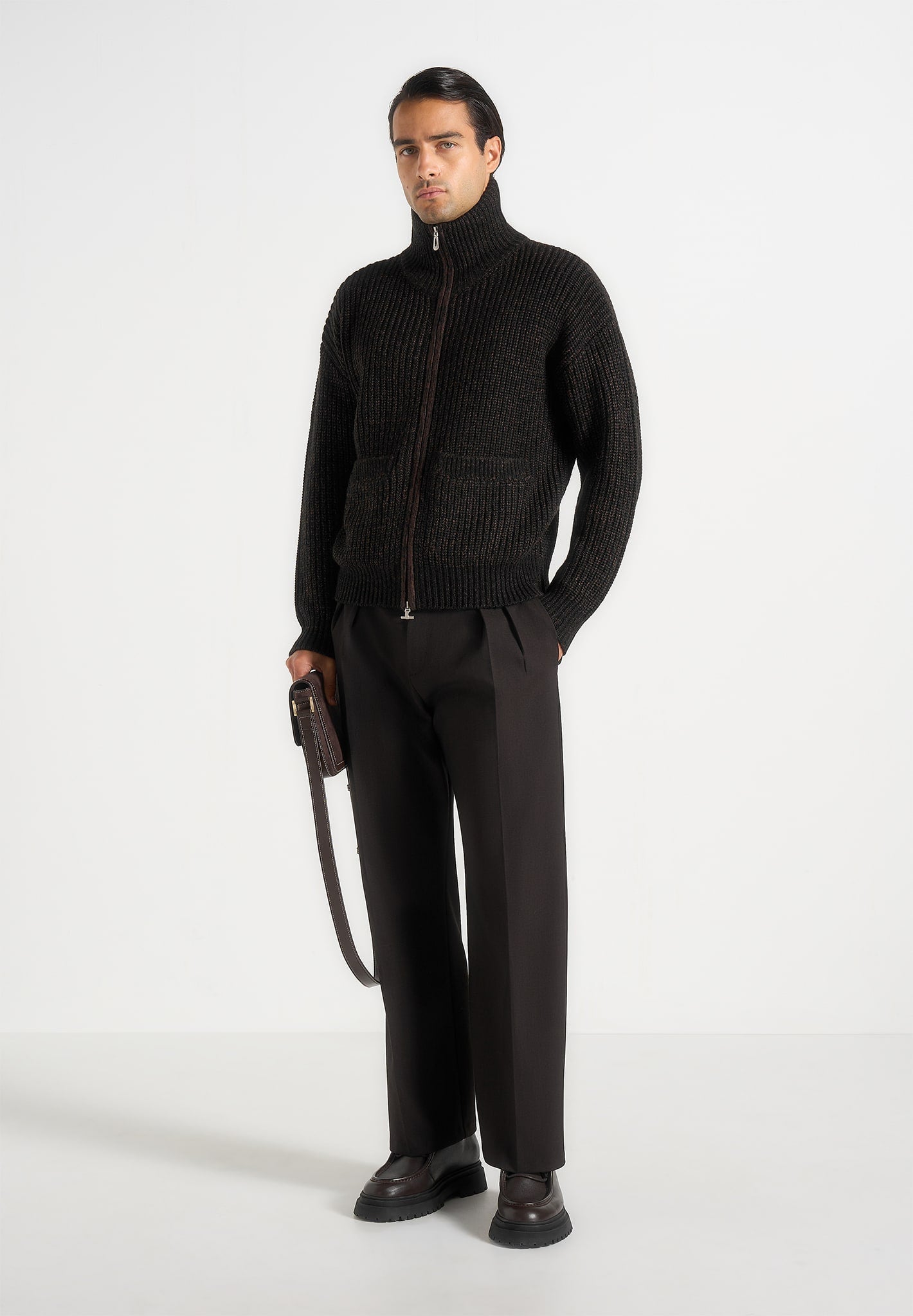 jamie-unisex-speckled-wool-zip-through-jacket-black