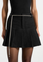 edith-tweed-pleated-skort-with-chain-black