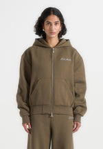 Zia - Unisex Signature Relaxed Fit Zip Hoodie - Olive