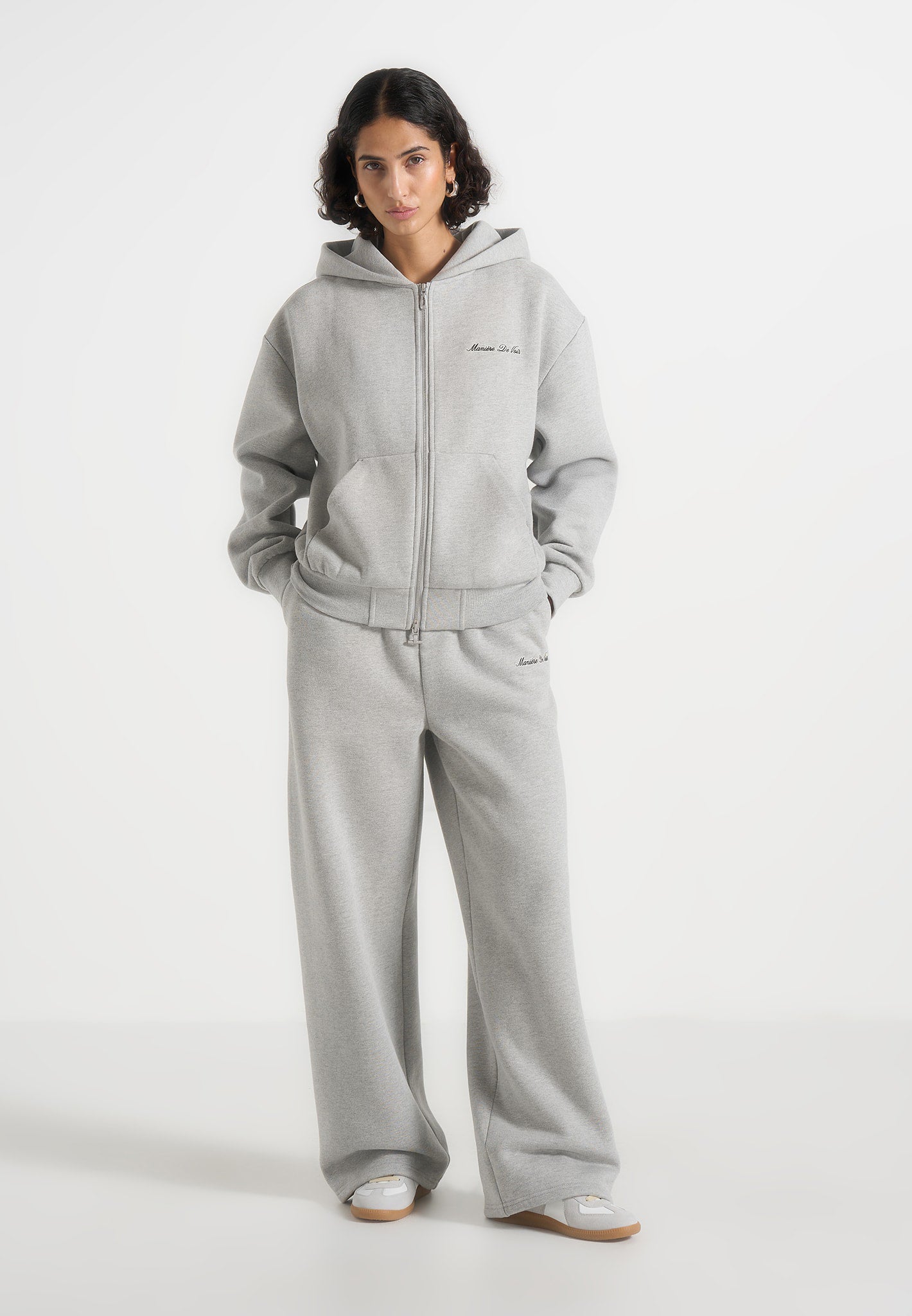 JS002 - Unisex Signature Relaxed Fit Zip Hoodie - Marl Grey