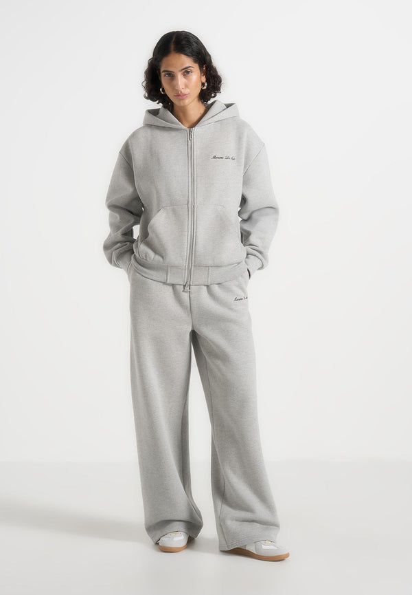 JS002 - Unisex Signature Relaxed Fit Zip Hoodie - Marl Grey