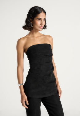 laurena-suede-tacked-longline-bandeau-top-black