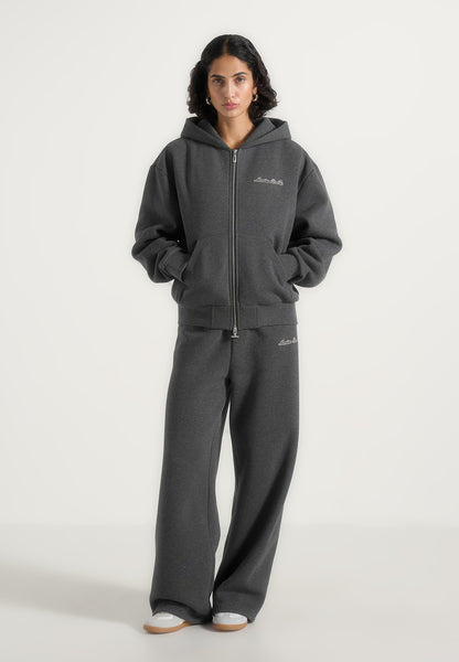 JS002 - Unisex Signature Relaxed Fit Zip Hoodie - Charcoal Grey
