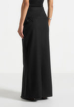 Regine - Tailored A-Line Maxi Skirt - Black