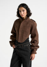 solange-suede-tacked-sleeve-corset-jacket-brown