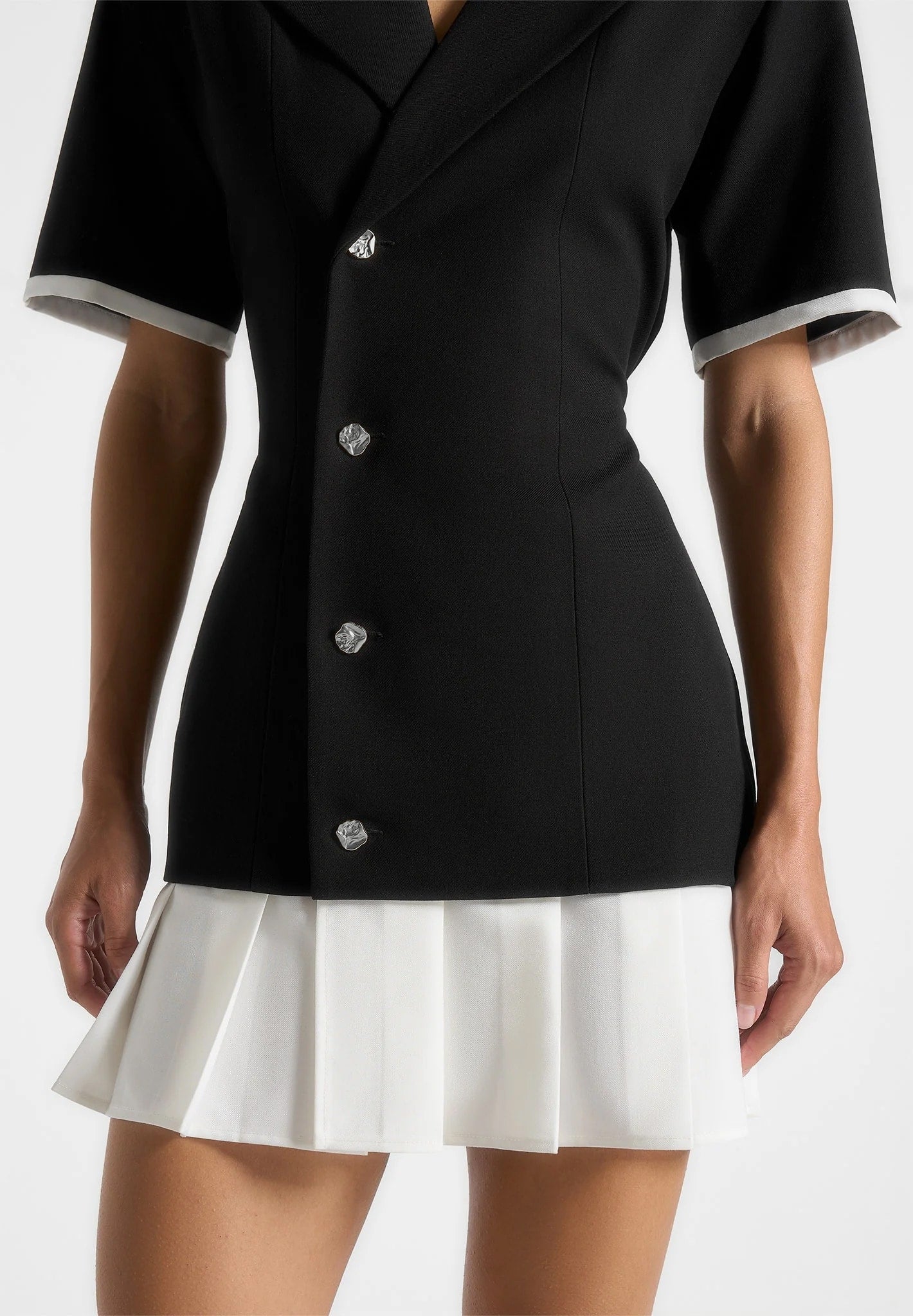 Women's Tailored Cinch Waist Pleated Blazer Dress - Black - US 10 - Baya - Manire de Voir Women's Tailored Cinch Waist Pleated Blazer Dress - Black - US 10 - Baya - Manire de Voir