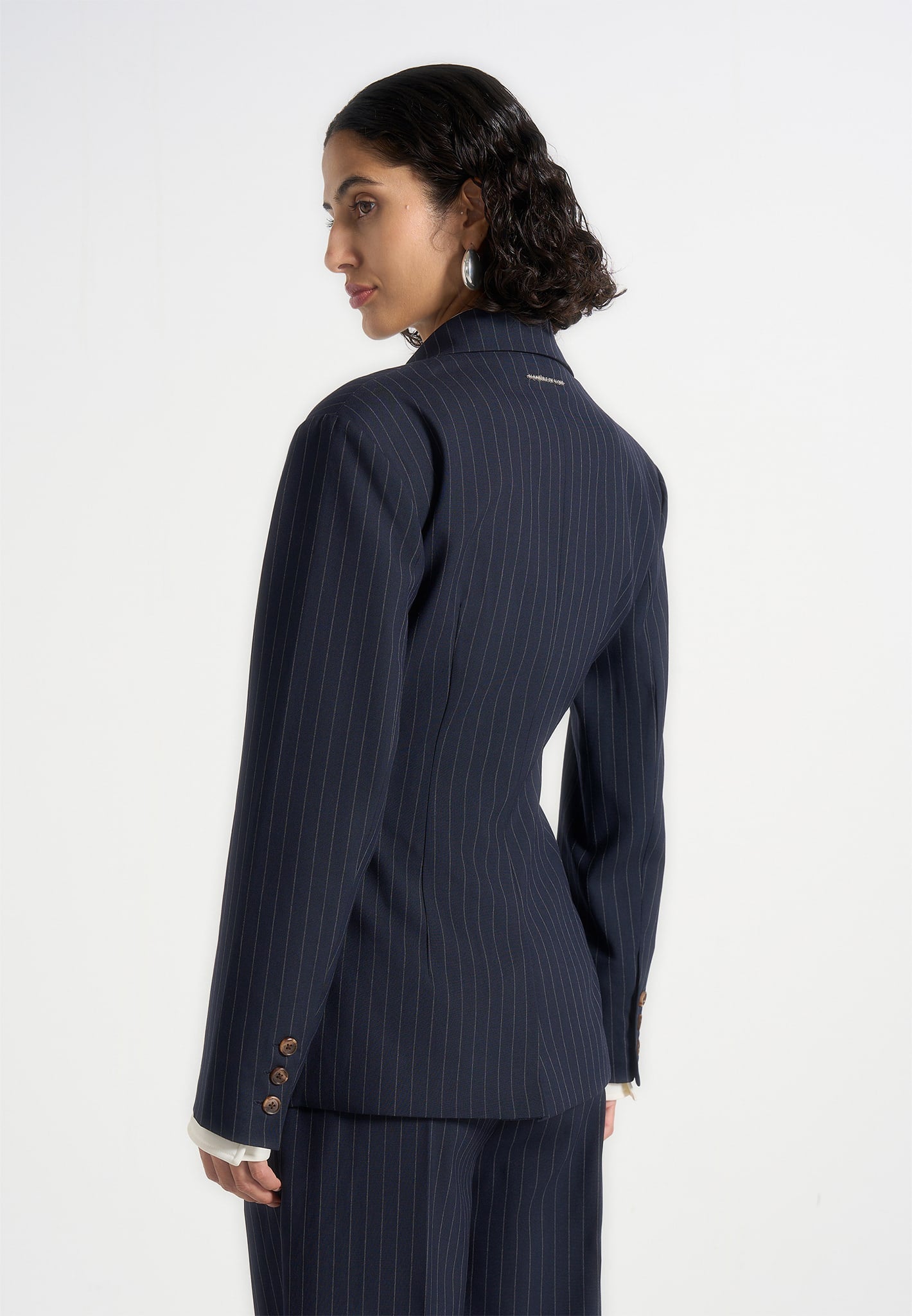 Maia - Pinstripe Double Breasted Blazer - Navy