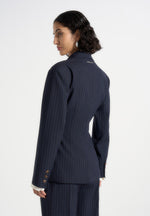 Maia - Pinstripe Double Breasted Blazer - Navy