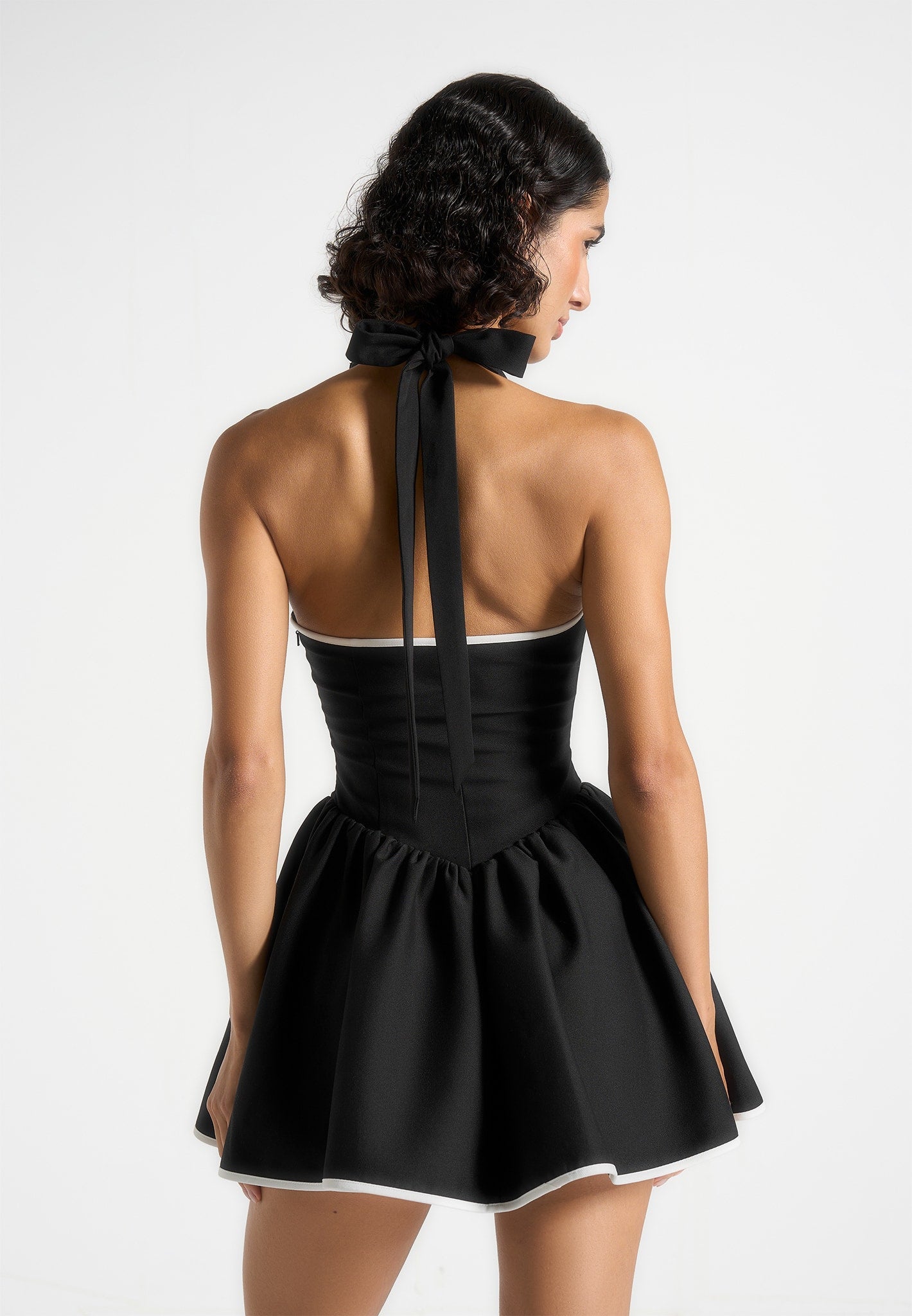 Women's Halter Neck Belted Mini Dress - Black - US 6 - Roxana - Manire de Voir Women's Halter Neck Belted Mini Dress - Black - US 6 - Roxana - Manire de Voir