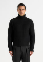 Rudy - Roll Neck Chunky Knit Jumper - Black