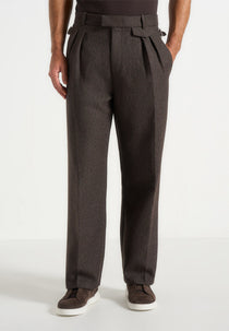 Men's Twin Pleat Tailored Pants - Dark Brown - W36