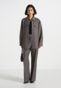 Joy - Tailored Oversized Shirt - Grey Marl