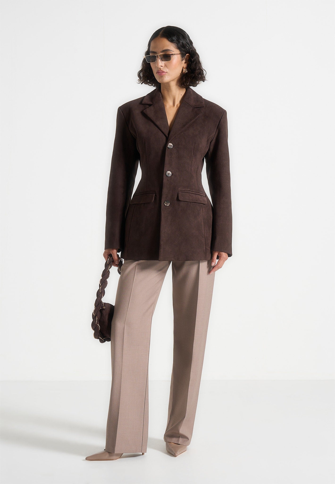 Claire - Suede Blazer - Brown