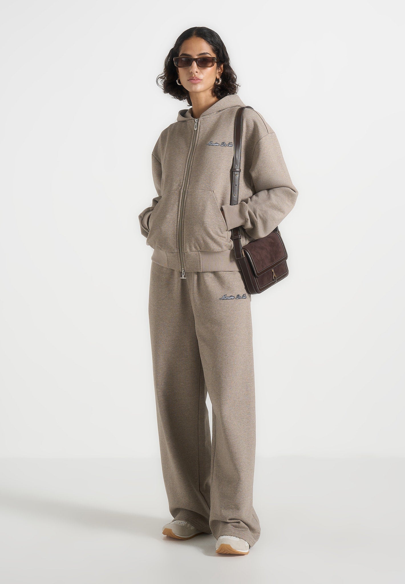 Taylor - Unisex Signature Wide Leg Sweatpants - Taupe
