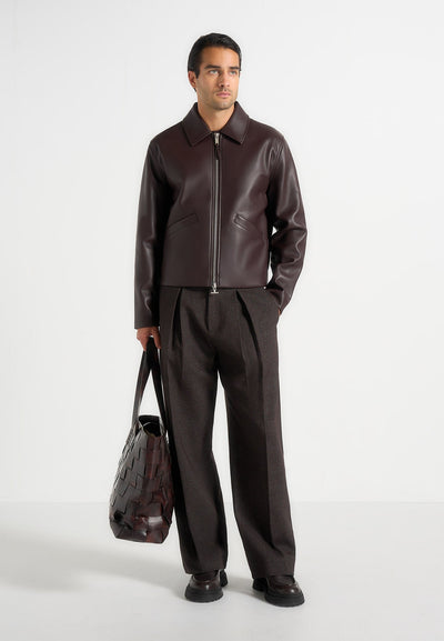 Yves - Minimal Leather Jacket - Brown