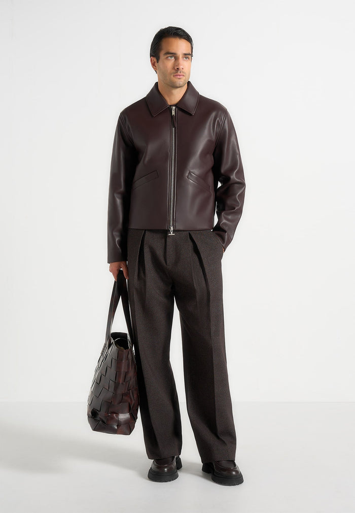 Yves - Minimal Leather Jacket - Brown