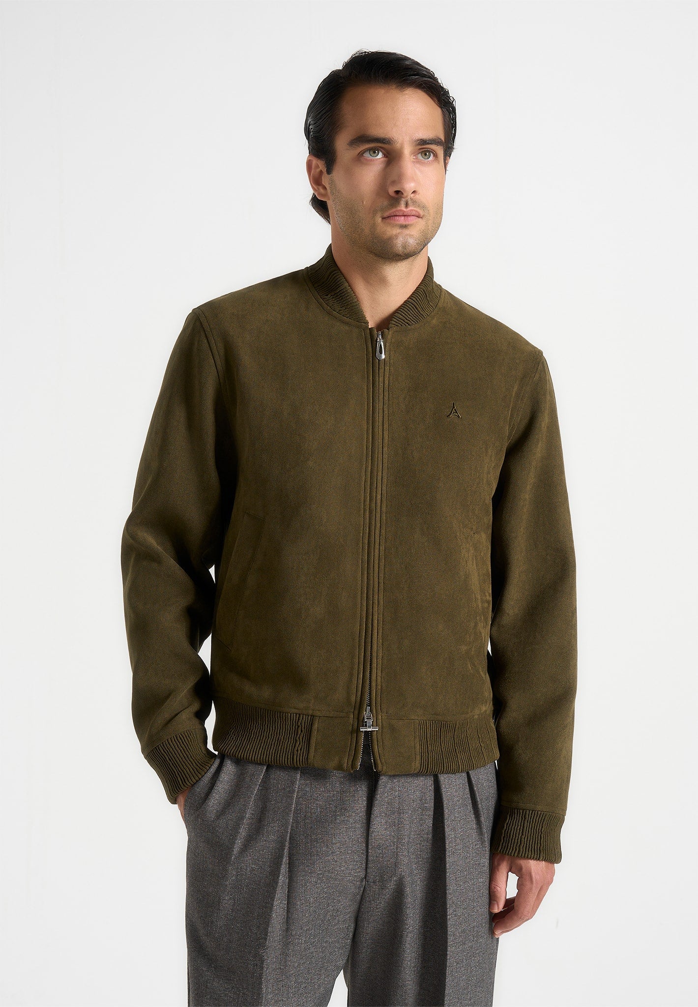 Arsène - Suede Bomber Jacket - Olive 