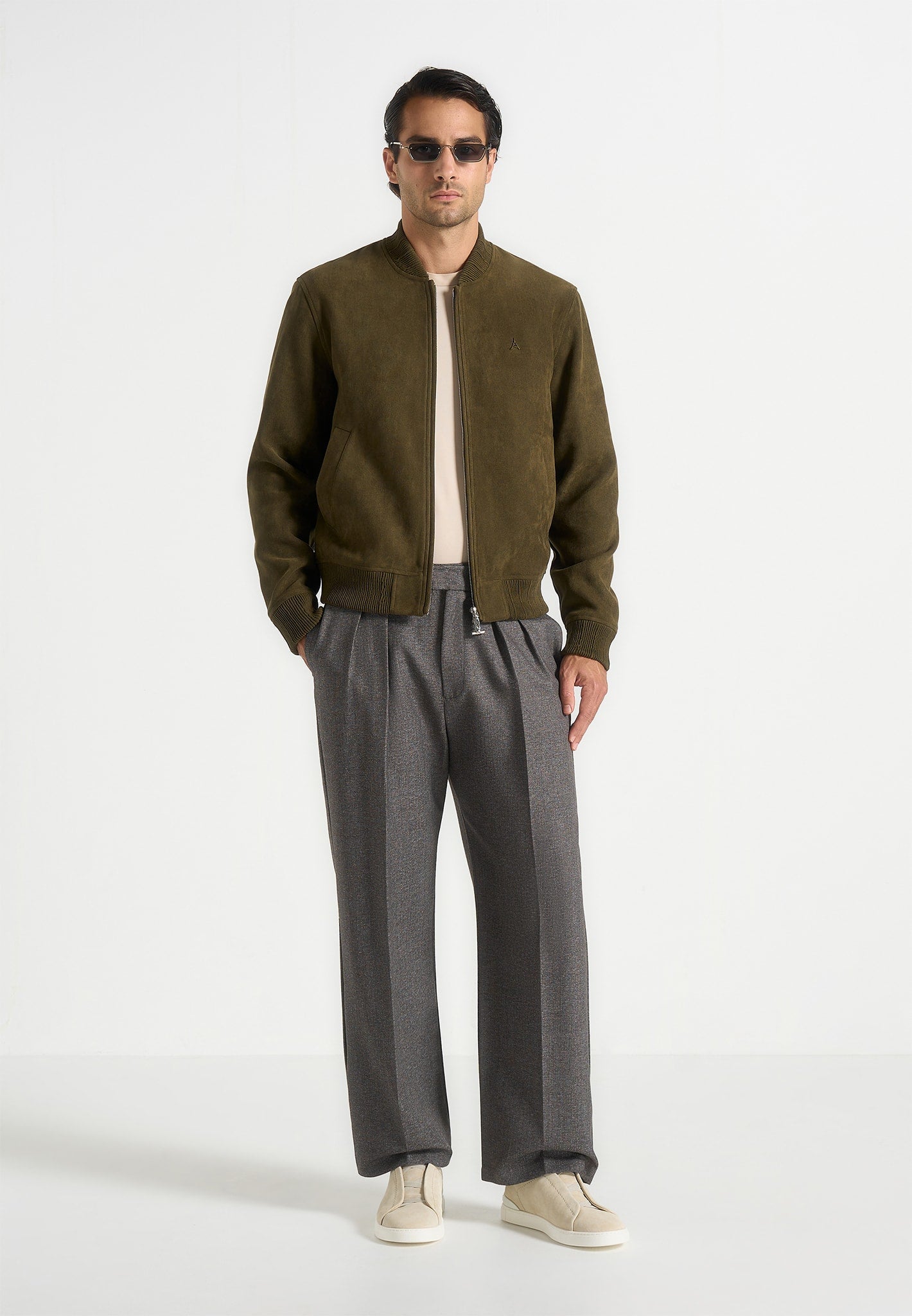 Arsène - Suede Bomber Jacket - Olive 