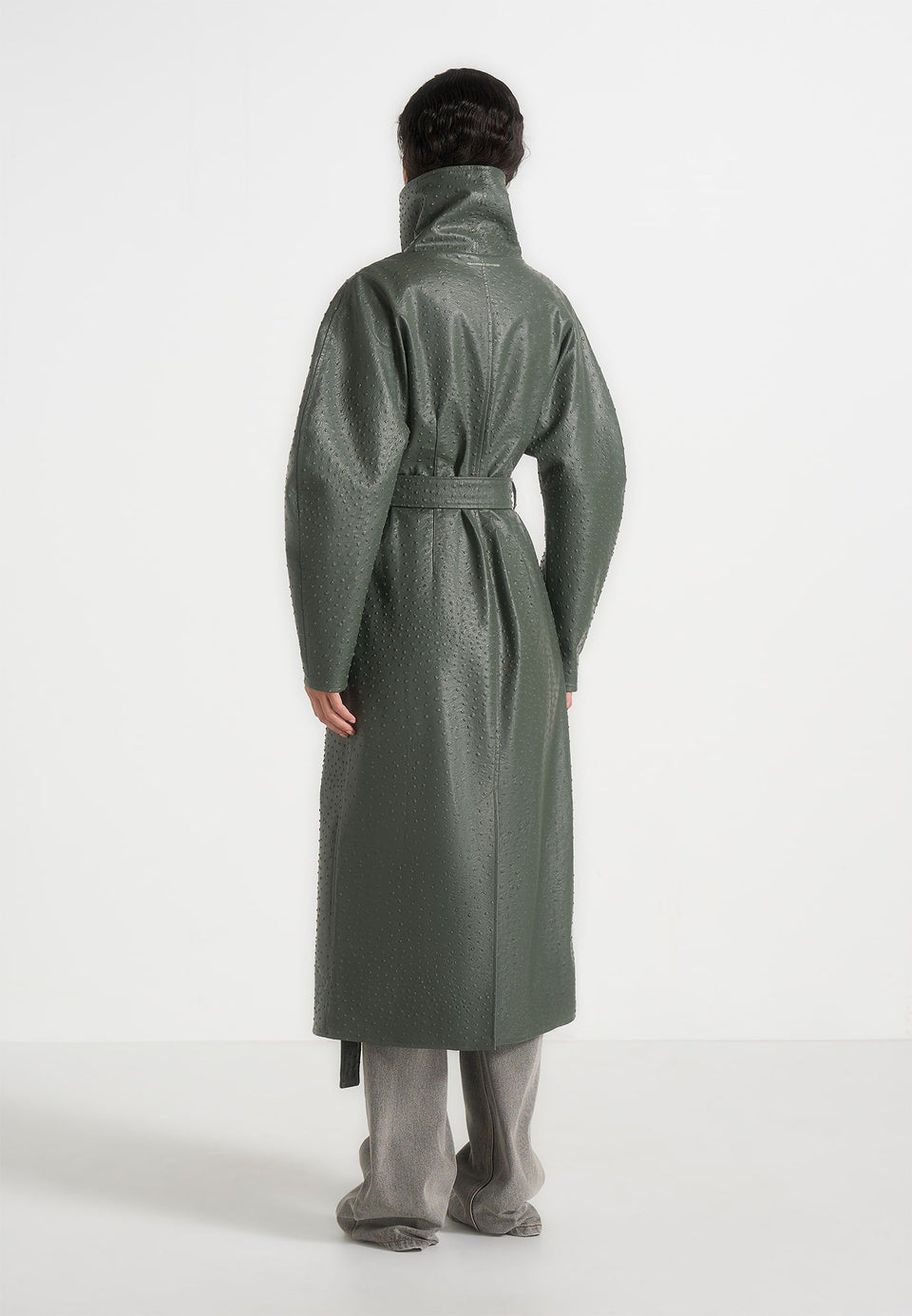 leyna-ostrich-hourglass-belted-coat-olive