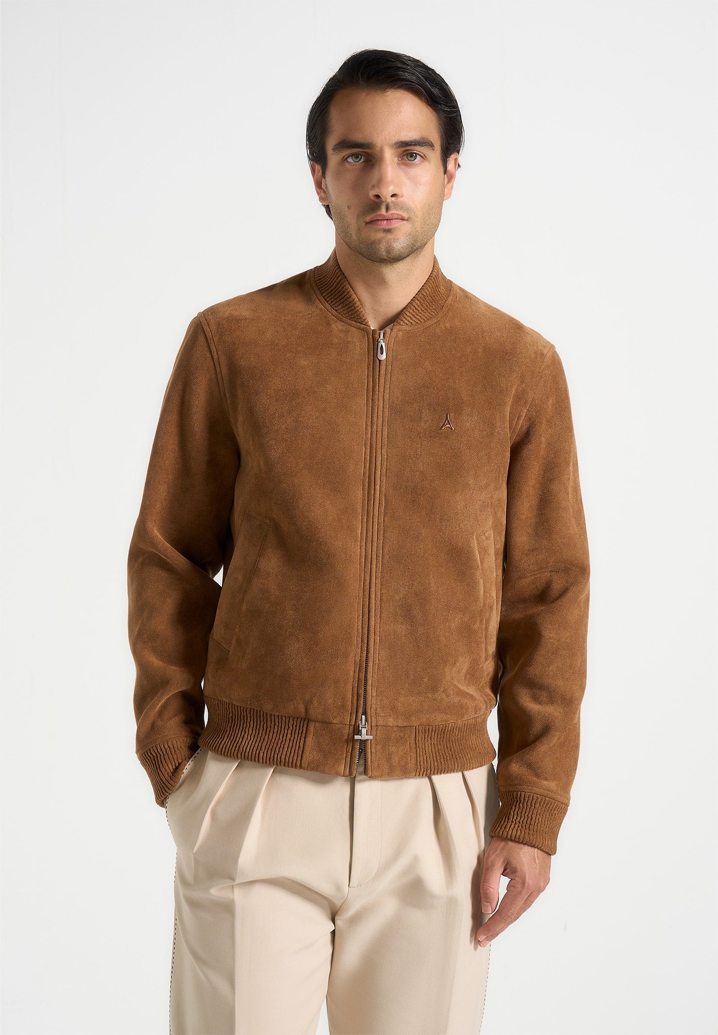 Arsène - Suede Bomber Jacket - Fawn 