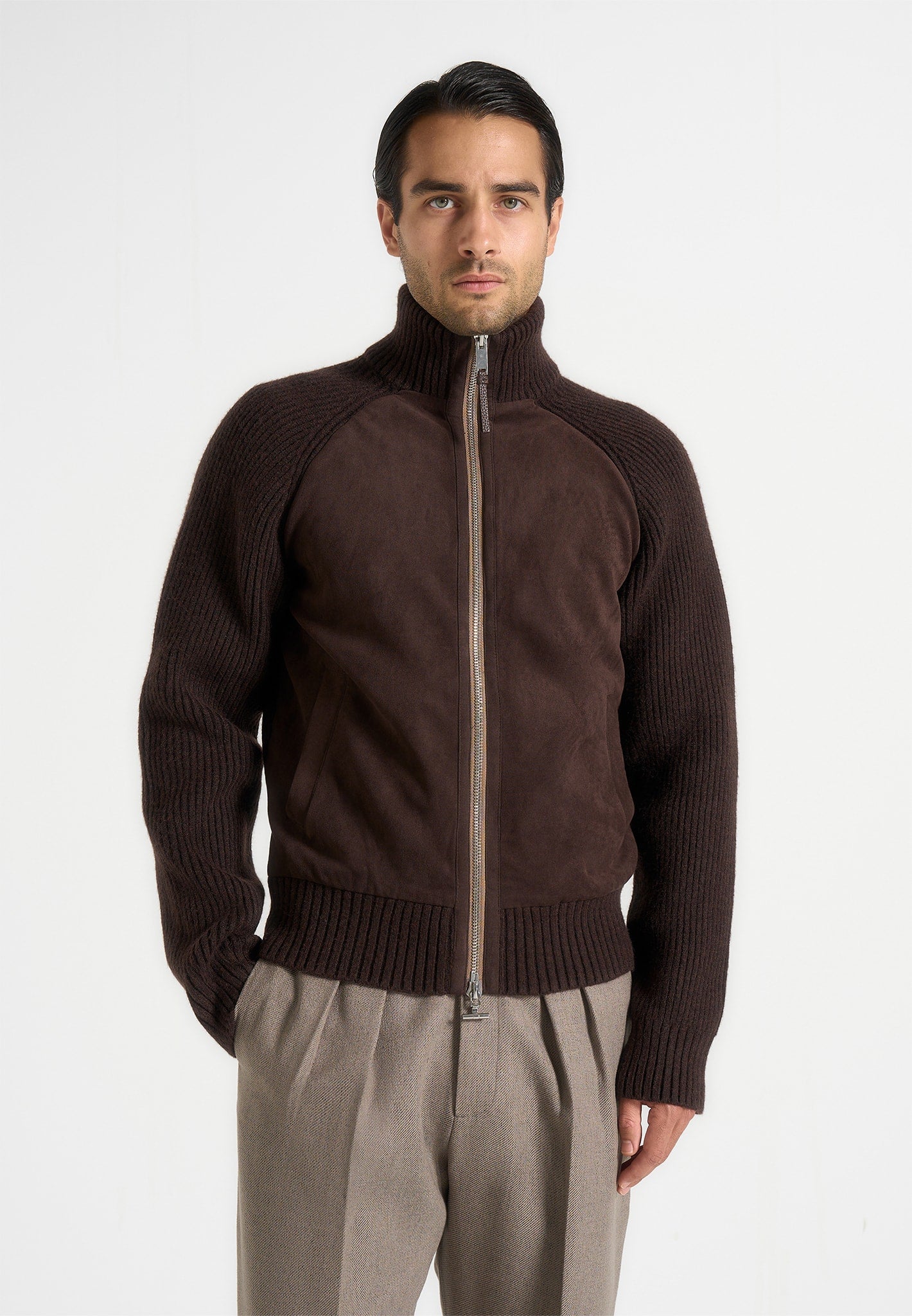 Rami - Suede & Knit Jacket - Brown 